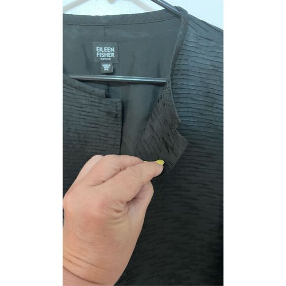Eileen Fisher Womens Silk Textured Magnetic Closure Jacket Black Petite Sz Small - Picture 6 of 13